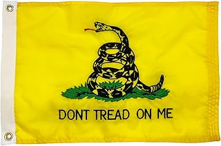 FRF Dont Tread On Me Flag 12x18 Inch, Embroidered Gadsden Flag for Boat, 210D Nylon for UTV, With 2 Brass Grommets and 4 Rows of Lower Stitches