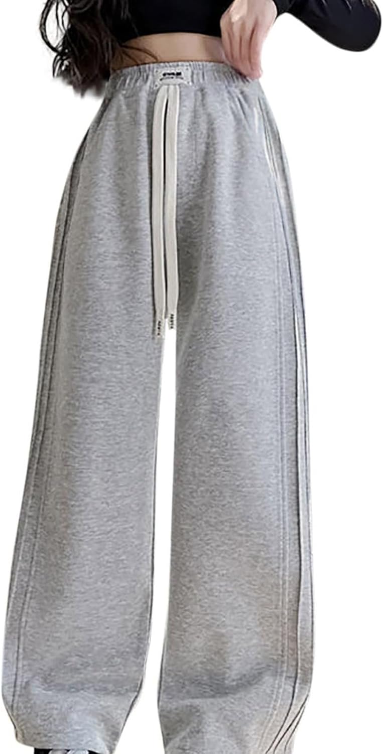 Girls Baggy Pants,Girls Wide Leg Sweatpants Jogger High Waist Solid Casual Drawstring Elastic Baggy Pants Gym Workout Pants