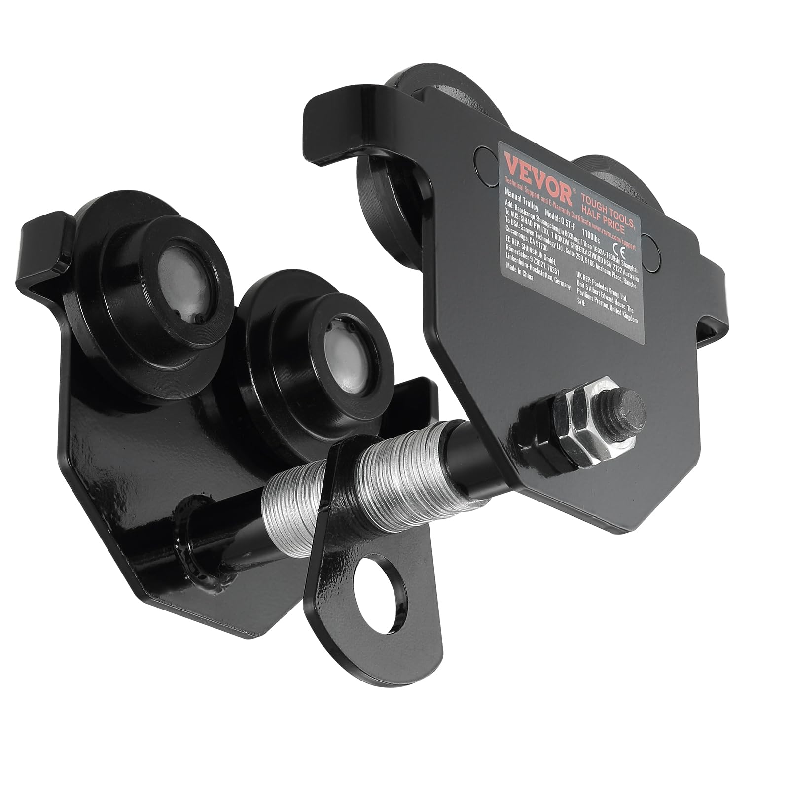 VEVOR Carrello di Sollevamento Capacità di Carico max. 0,5 T, Carrello con Trave di Spinta Larghezza Regolabile 63,5-139,7 mm, Carrello di Sollevamento per Garage Officina in Acciaio Legato Travi I