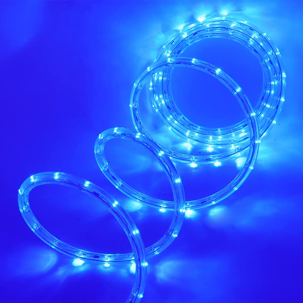 HEGEHE Mains Powered Tube Light Ribbon with Power Cord, 220V PVC Round LED Strip Rope Lights, IP67 Waterproof for Outside Garden Corridor Fence Festival Xmas Christmas Party Decor (Blue, 11m)