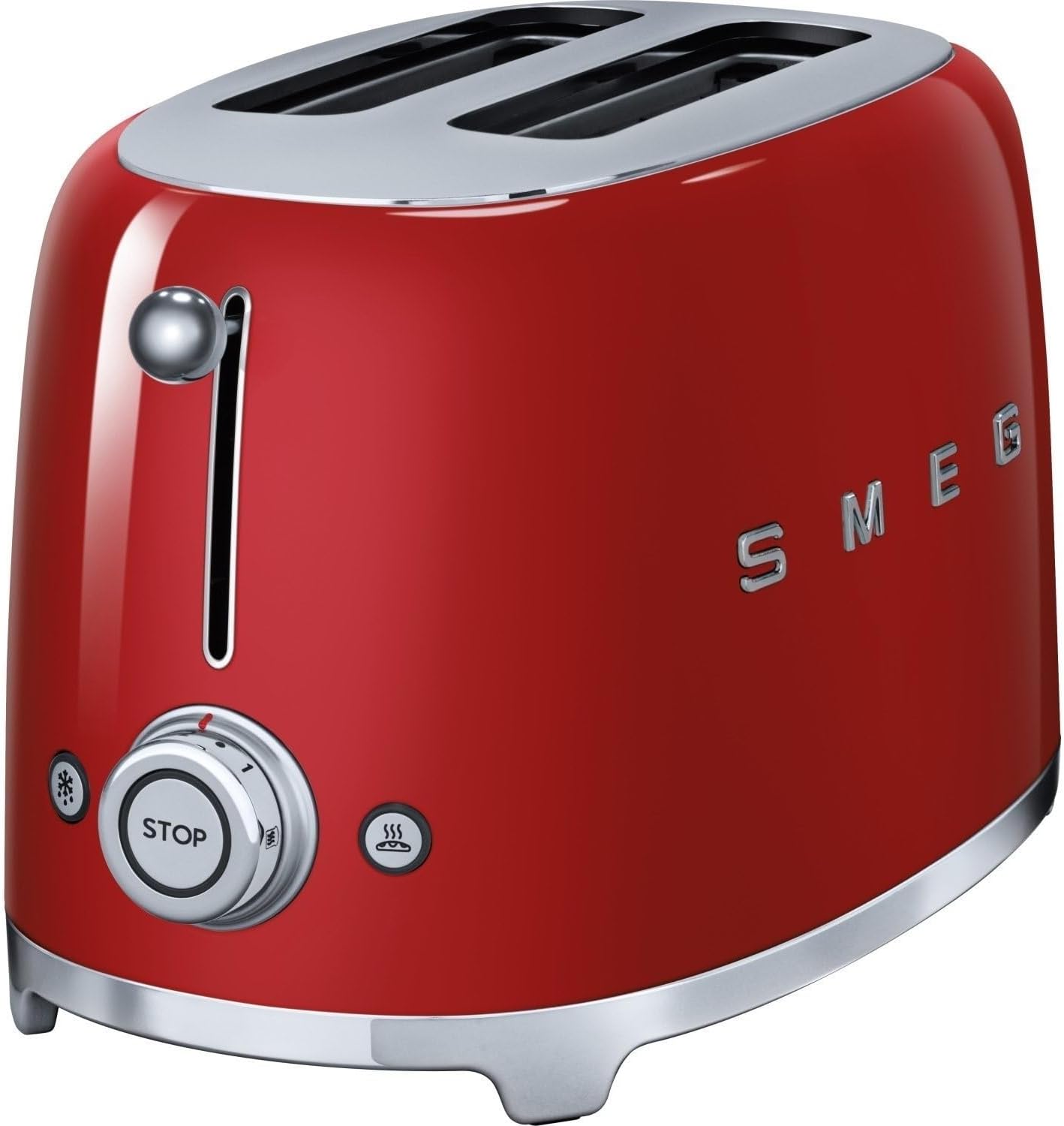 Tsf01RdUK, 50'S Retro Style 2 Slice Toaster,6 Browning Levels,2 Extra Wide Bread Slots, Defrost And Reheat Functions, Removable Crumb Tray- Red"Min 1 year manufacturer warranty"