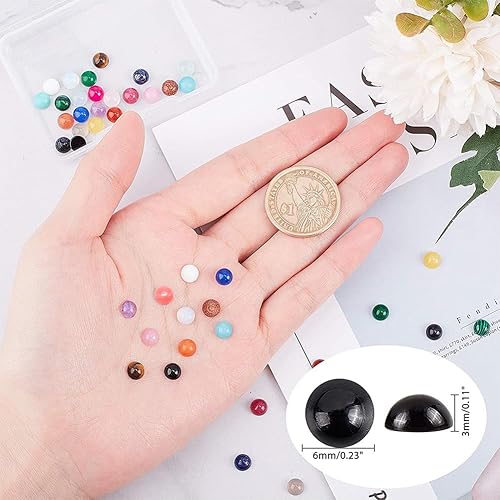 Miniatura 3 de SUPERFINDINGS 46 cabujones de piedras preciosas naturales de 0.236 pulgadas (0.236 in), cuentas de cabujón medio redondo, piedras de 23 colores con
