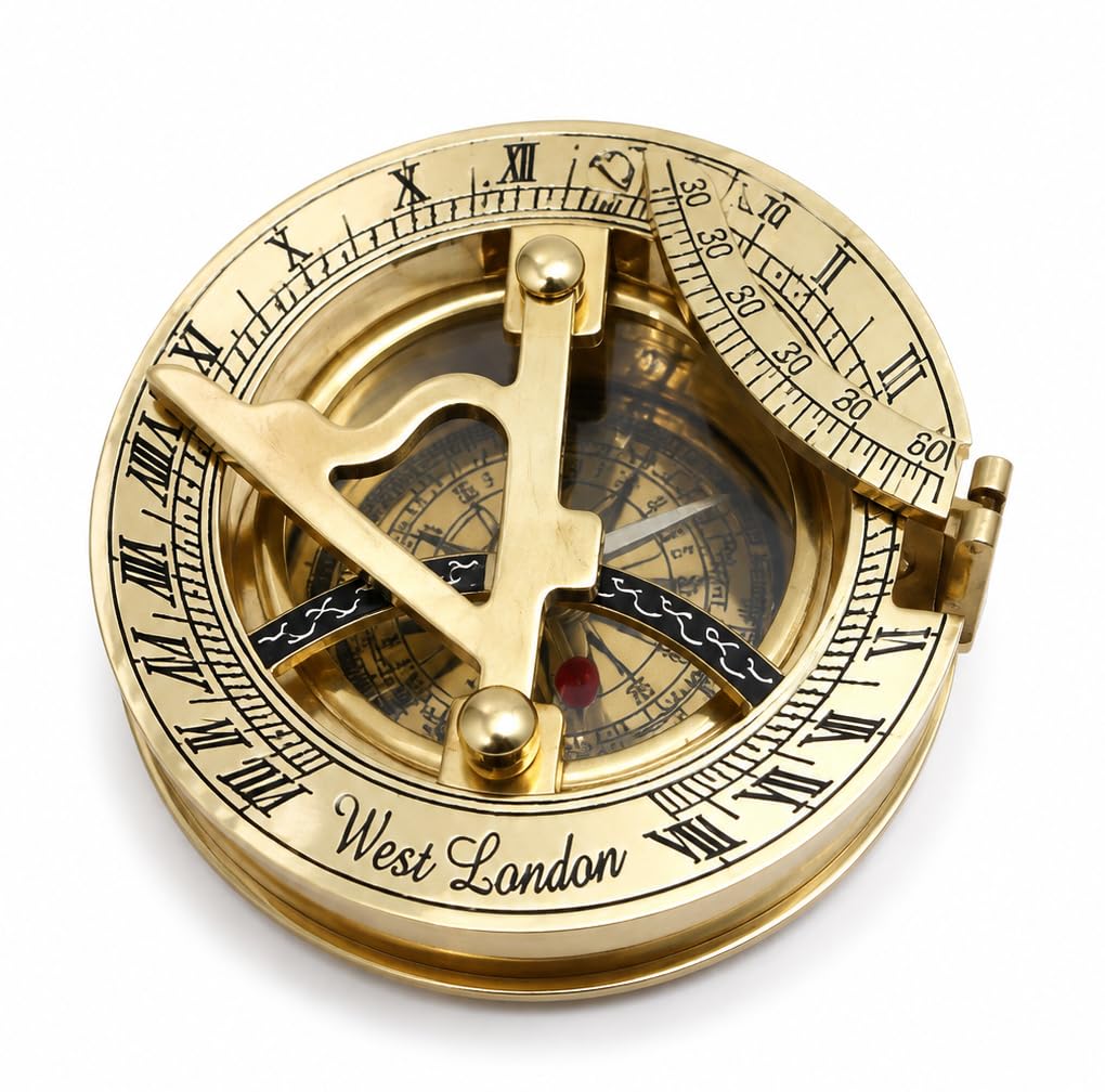 Nautical Replica Hub Brújula de latón con Reloj Solar, Coleccionable, de Regalo, decoración