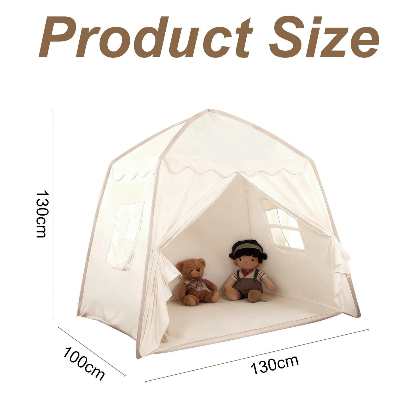 Tenda Gioco Bambina Pieghevole, Capanna per Bambini con Tappetino Morbido, Tenda per Bambini Cameretta con Finestre, Tende Principessa per Ragazze e Ragazzi(130cm × 100cm × 130cm)