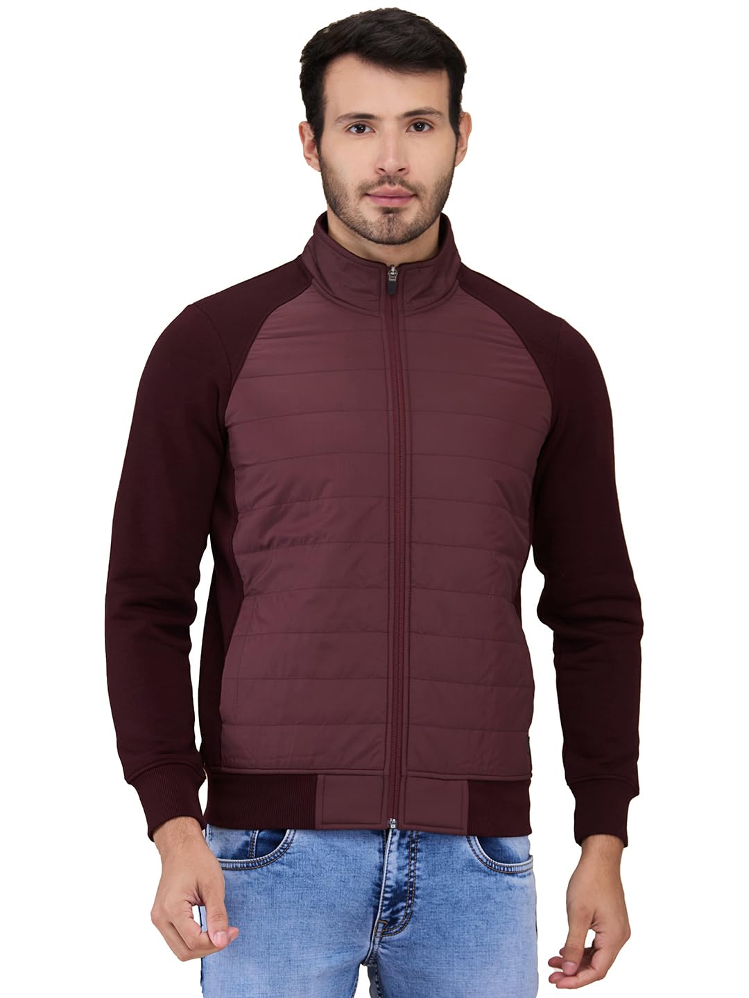 parx Men Regular Fit Cut & Sew Pattern Cotton Polyester Blend Full Sleeve High Neck Casual Sweatshirt-picture-12