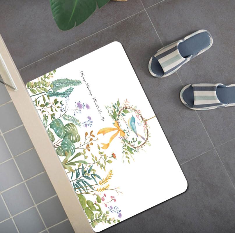Tapis antidérapant microfibre absorbant fleurs pour douche et WC - 2