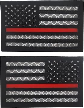 2PCS America Thin Red Line Flag Patches Reflective Morale Patch