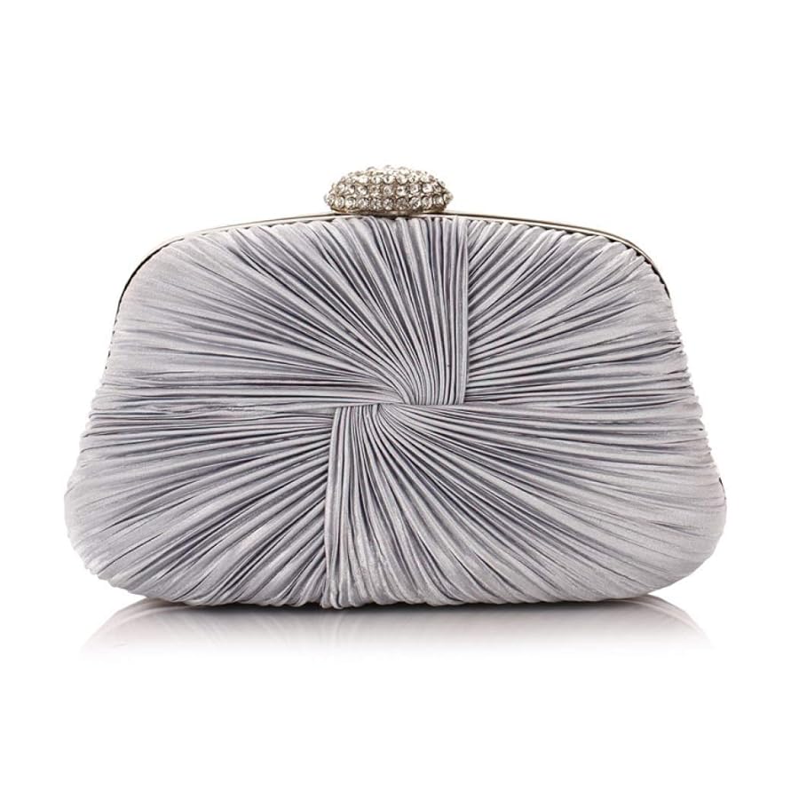 Pochette da donna in raso pieghettato con fiocco da sposa, promenade e  tracolla staccabile, borsa da sposa e cocktail party (argento), Argento :  Amazon.it: Moda
