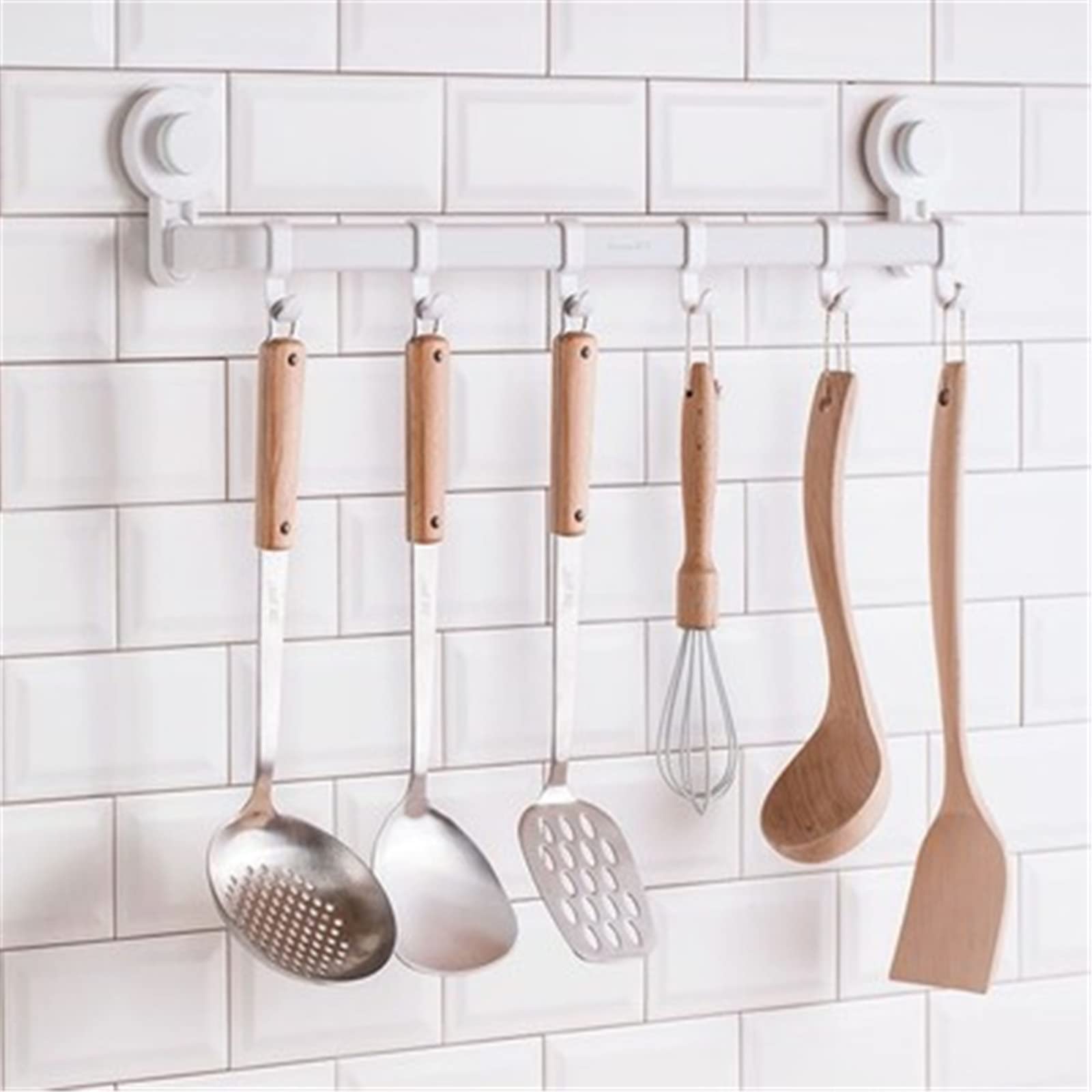 Perchero Metálico para Cocina Gancho de cocina Fuerte barra almacenamiento montada en la pared para Decoración de Restaurantes y hogar(2pcs)