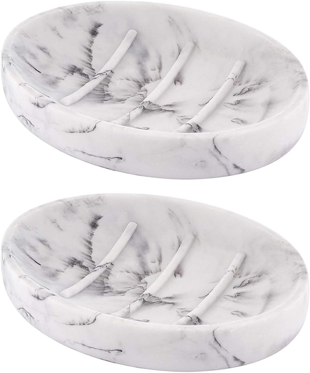 Amazon.com: INIUNIK 2 Pack Soap Dish Marble Look, Bar Soap Holder Soap Case Soap Tray Oval Resin ...