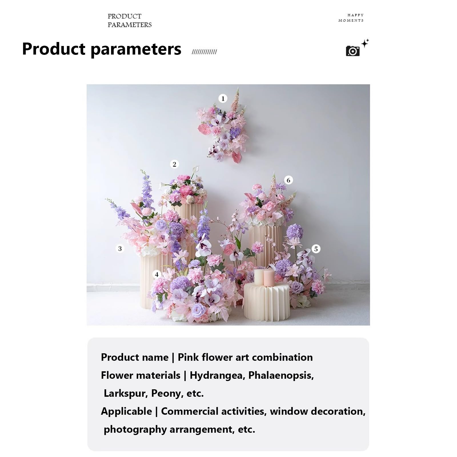 Rosa Hochzeitsdeko-Blumenkugel-Set – 3D-handgefertigte Kunstblumen | Hochzeitsbühnenhintergrund, Outdoor-Aktivitäten, Foto-Requisiten, Heimdekoration