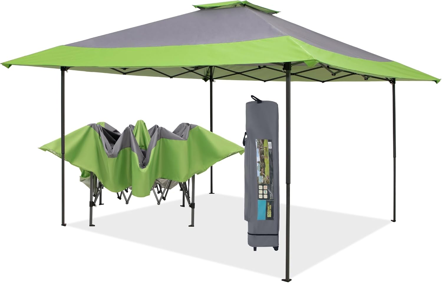 PHI VILLA Straightforward Set-up 13×13 Pop Up Cover Gazebo Out of doors Tent Transportable 169 sq.ft Solar Shade, Inexperienced