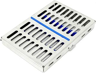 A2Z Premium German Dental Surgical Autoclave Sterilization Cassette Rack Box for 10 Instruments with Removable Silicone Inserts - Made of High Grade Stainless Steel - 7.25