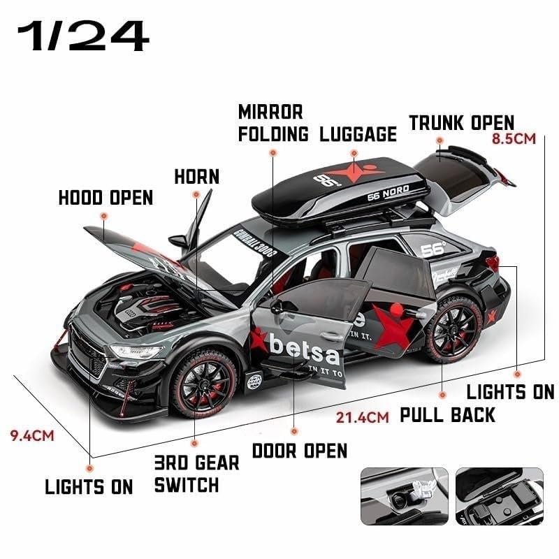 Image of Scale Exclusive Alloy Metal Pull Back | Die-cast Car Model with Sound Light Mini Auto Toy for Kids Metal Model Toy Car with Sound and Light (1:24 Scale adi RS6 Modified-L Blue)