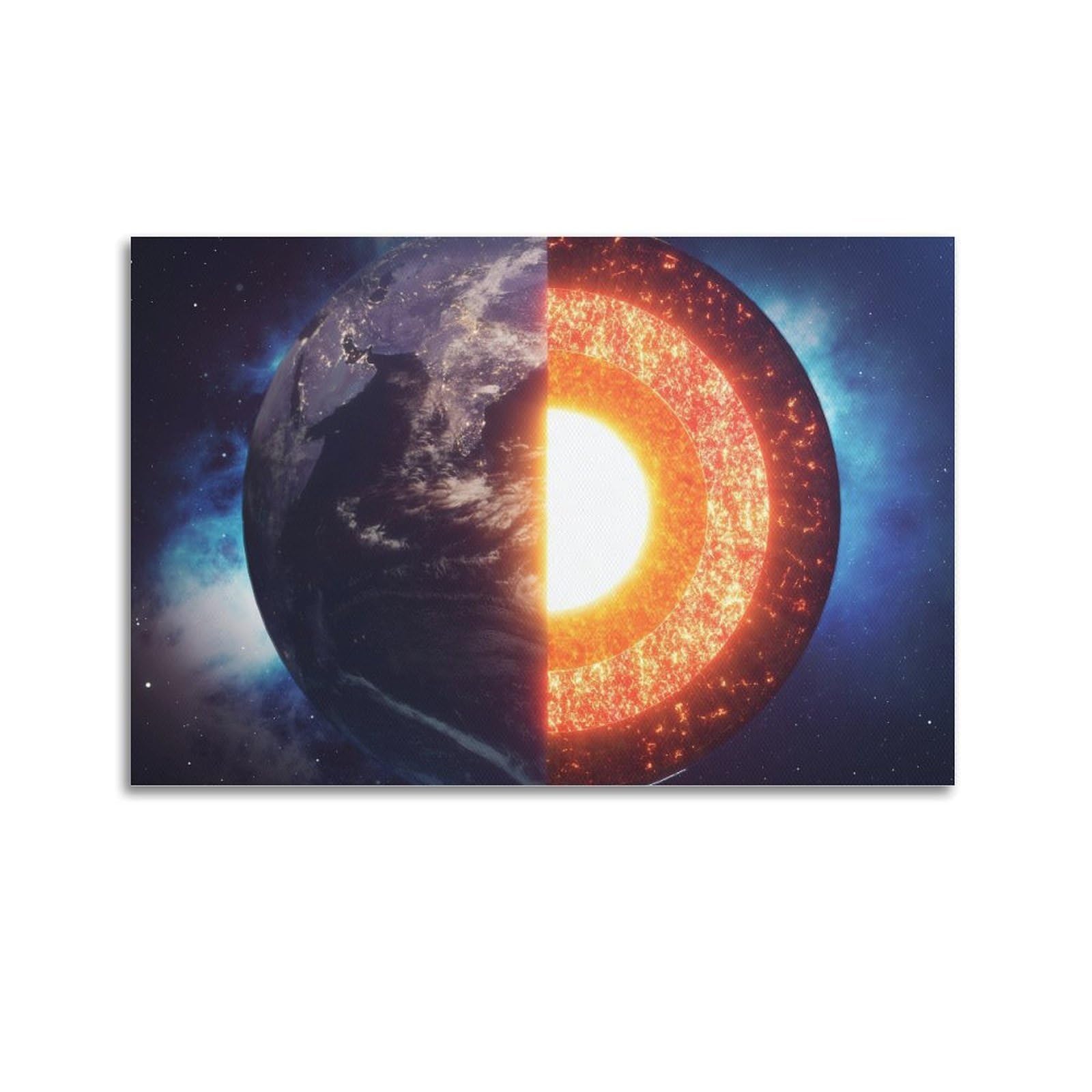 OKAHYS Core Earth Structure Planet Space Poster Decorative Painting Canvas Wall Artworks Picture 20x30inch(50x75cm)