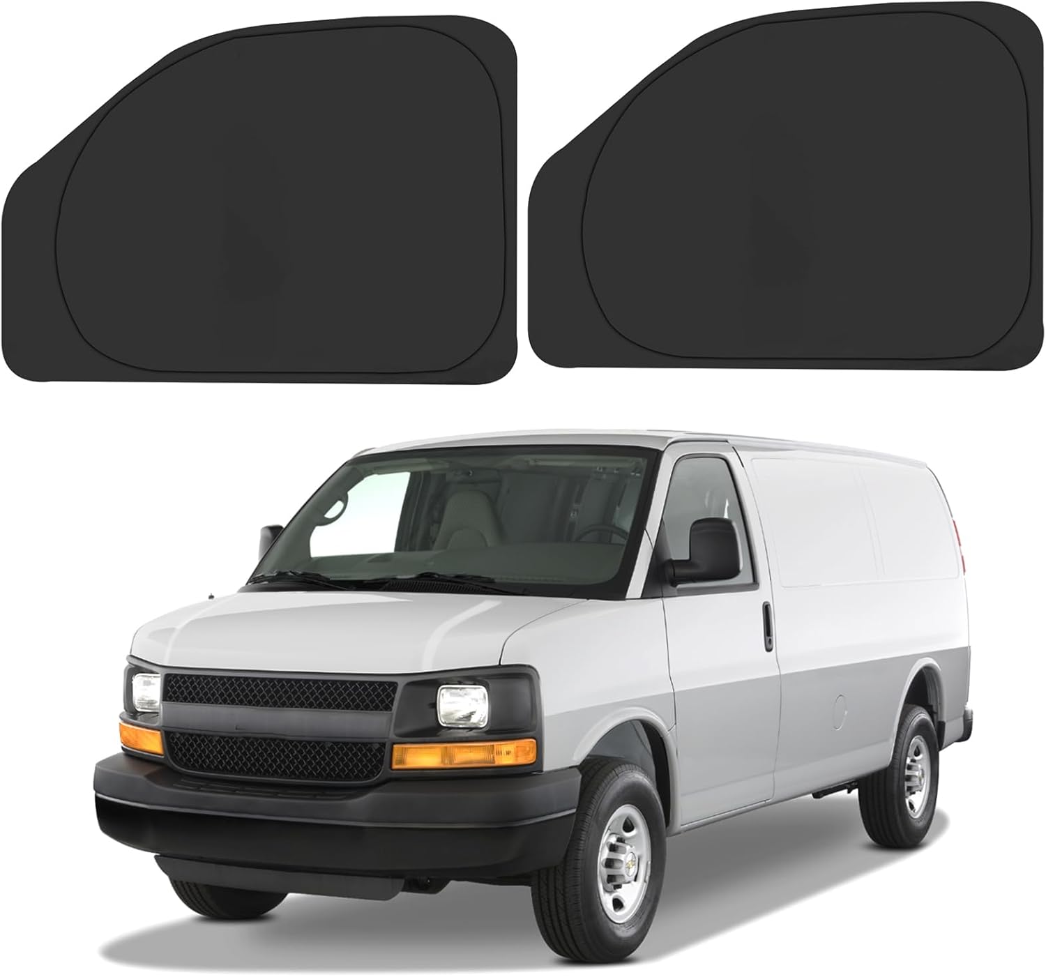 Front Side Window Sun Shade for 1996-2025 Chevy Express Cargo Van Accessories, Foldable Window Sunshade Sun Visor Protector, Side Window Shades Sun Shield Blocks UV Rays Heat, Pack of 2