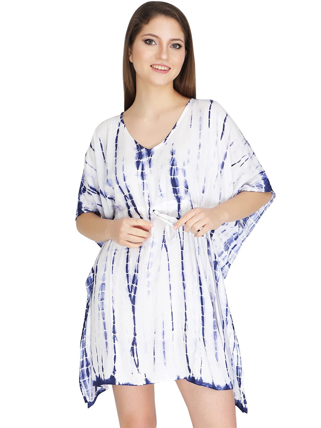 Women' s and Girl's Solid V-Neck Beach Bikini Cover Up Swimsuit Bathing Suit Beach Dress (Large, Purple)-image-18