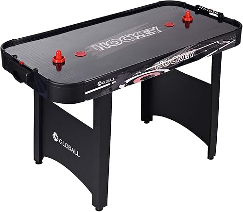 Miniatura 1 de GLOBALL - Mesa de juego de hockey de aire para niños y adultos con puntuación manual, 2 discos, 2 empujadores de hockey y nivelador de piernas