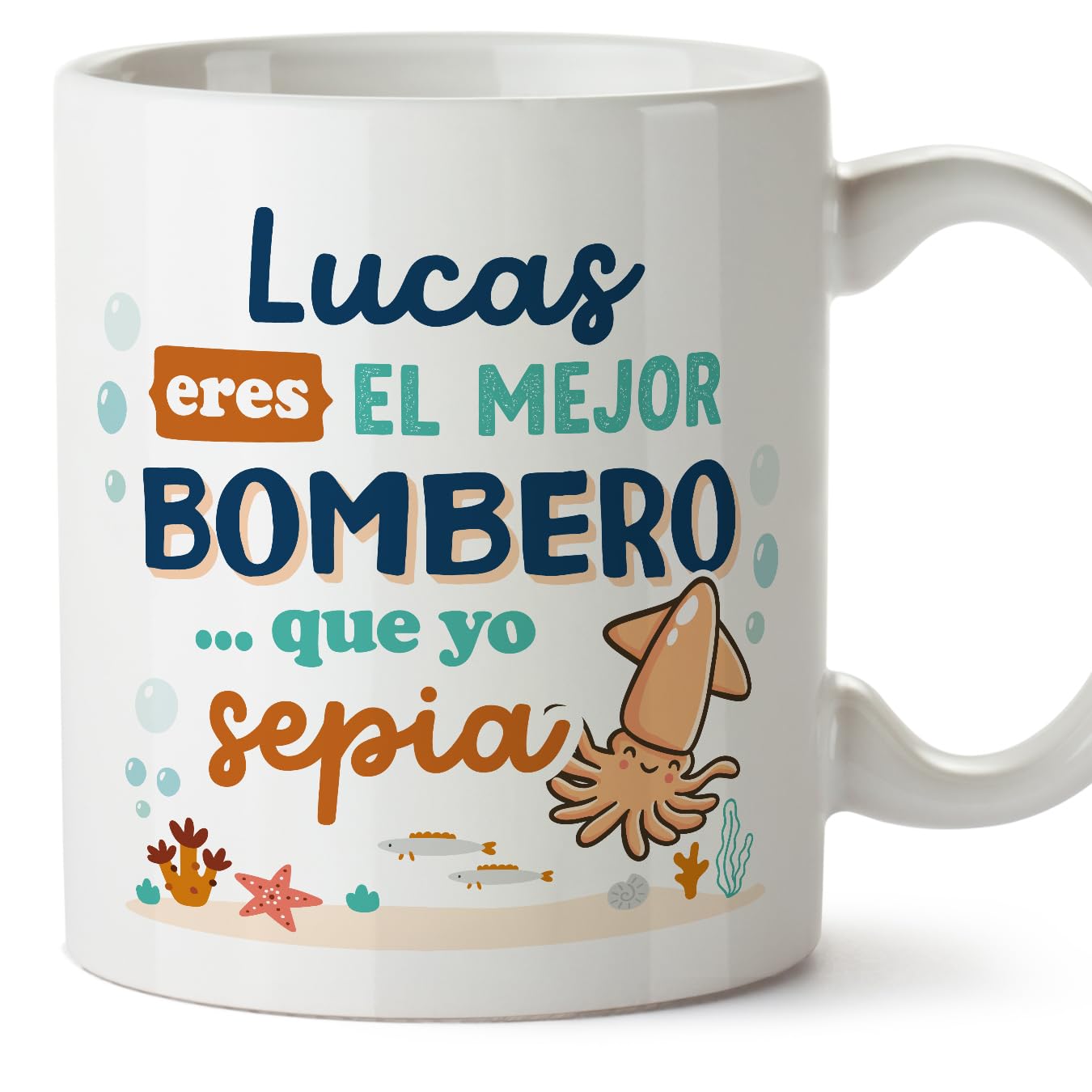 MUGFFINS Personalised Mug for Firefighter Man - in Spanish - Mejor que yo Sepia - Funny Custom Gift for Colleagues - Ceramic 11oz Mug