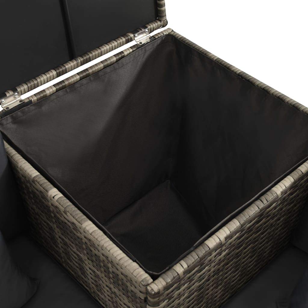 vidaXL Gartenmöbel 4-TLG. mit Auflagen Lounge Sofa Sitzgruppe Gartenset Sitzgarnitur Gartensofa Couchtisch Terrasse Poly Rattan Grau