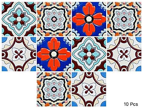 Floor Wall Tile Transfers Sticker for Home Decor, Peel & Stick self-Adhesive splashback, Tile Decals for Living Room Kitchen Bathroom Decor, 10 Pieces,Black and White, 15x15cm
