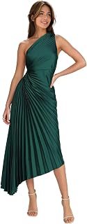One Shoulder Ruched Bridesmaid Dresses for Women Corset Pleated Satin Long Formal Wedding Guest Dress