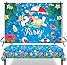 Pool Party Backdrop and Tablecloth Summer Hawaiian Party Supplies for Beach Summer Birthday Swimming Pool Party Dining Table Decorations, Blue