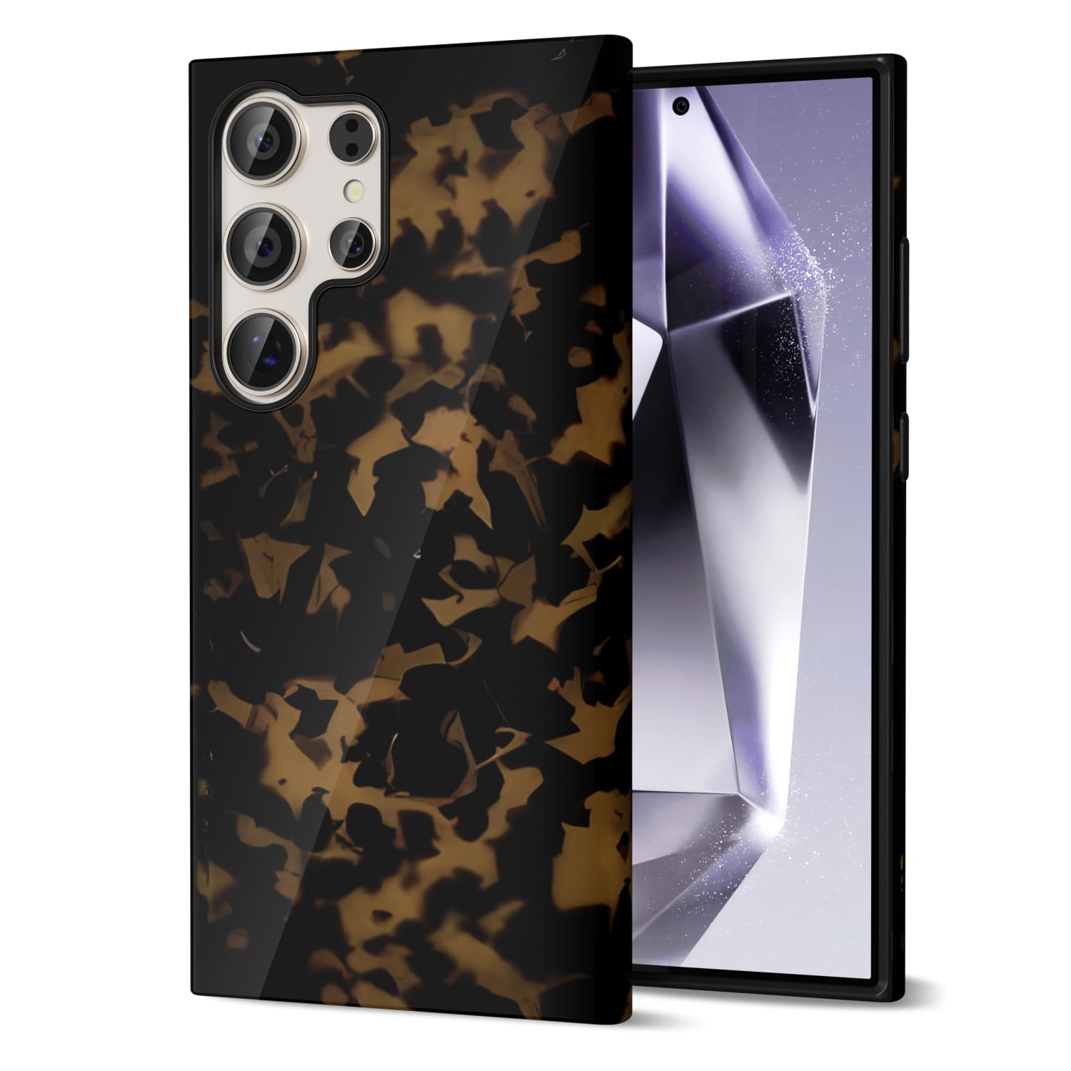 Svanove Tortoise Shell Phone Case for Samsung Galaxy S24 Ultra Case Girly, Cute Tortoise Case for Women, Luxury Trendy Retro Amber Pattern Animal