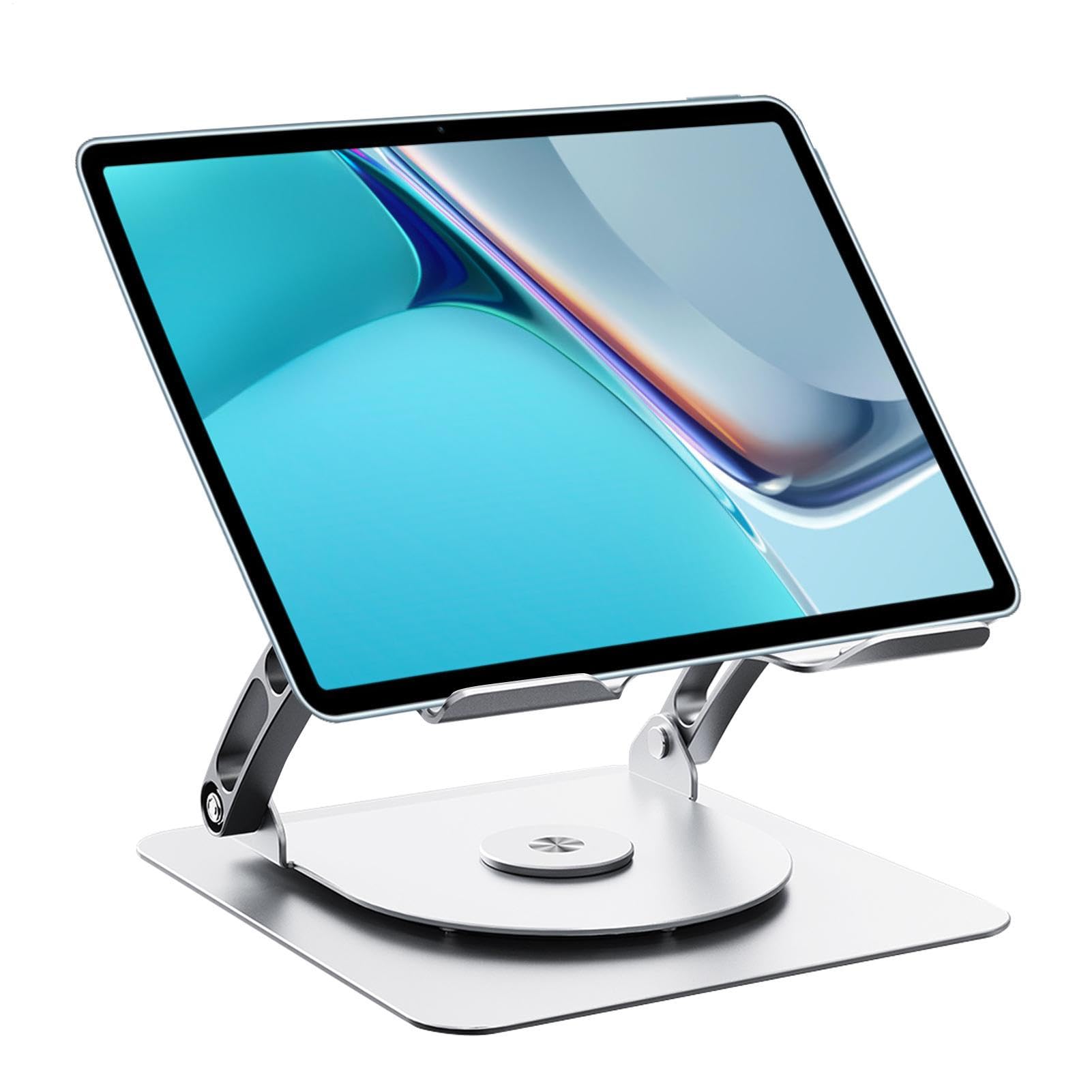 Elevador de computadora portátil ergonómico, Soporte de computadora | portátil plegable - Soporte de computadora rotativo de 360 grados ajustable con ventilador de enfriamiento - Soporte de metal