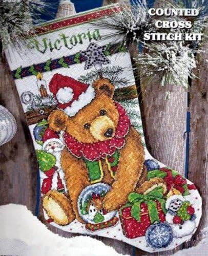 Victorian Bear Counted Cross Stitch Stocking Kit
