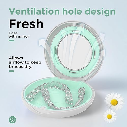 Miniatura 2 de Funda de retención, funda delgada con espejo, compatible con Invisalign, bonita caja de ortodoncia con orificios de ventilación, color blanco