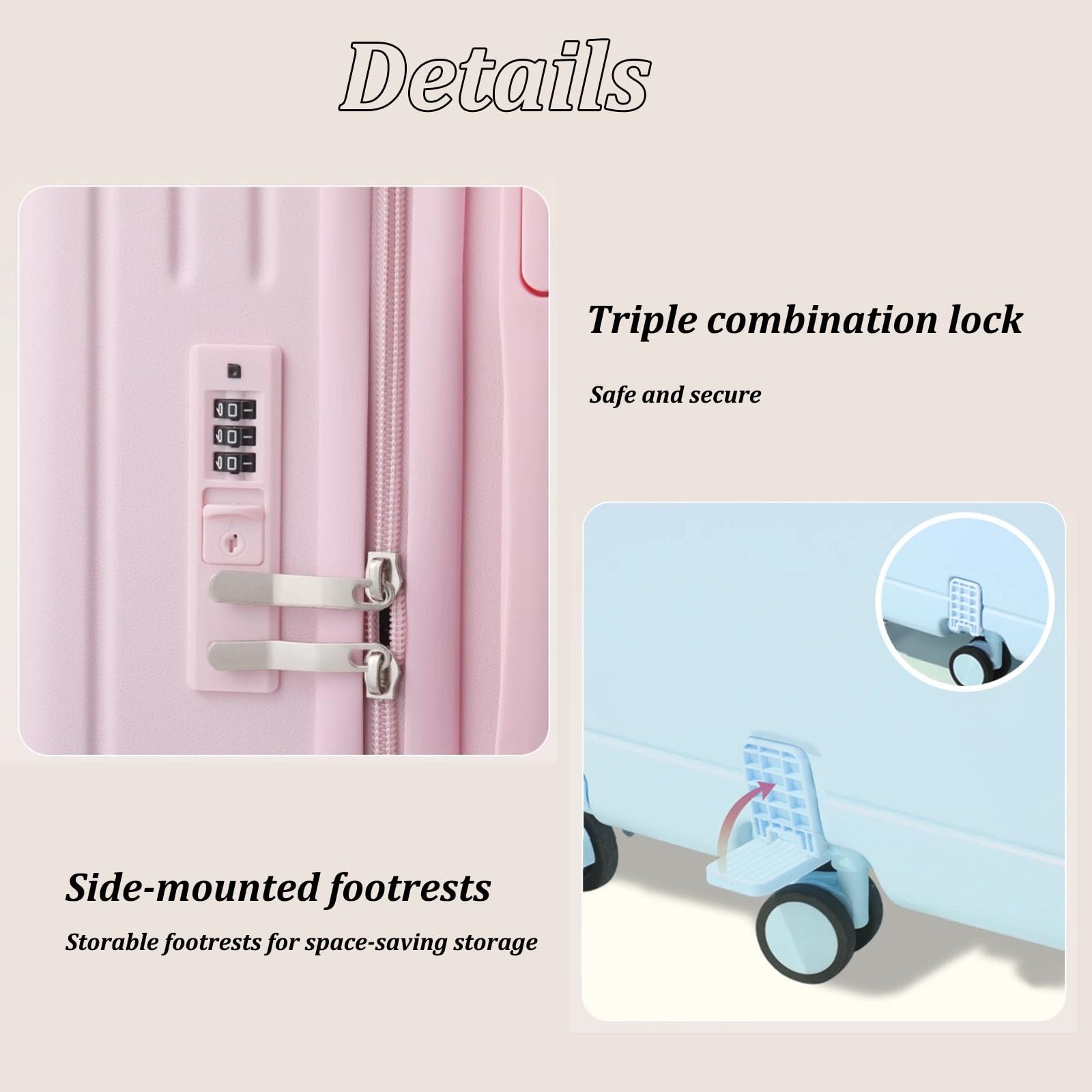 Maleta de Viaje con Ruedas, con Cerradura de combinación, Gancho y asa de aleación de Aluminio, Ideal para Viajes de Negocios y Escolares.(White,18")