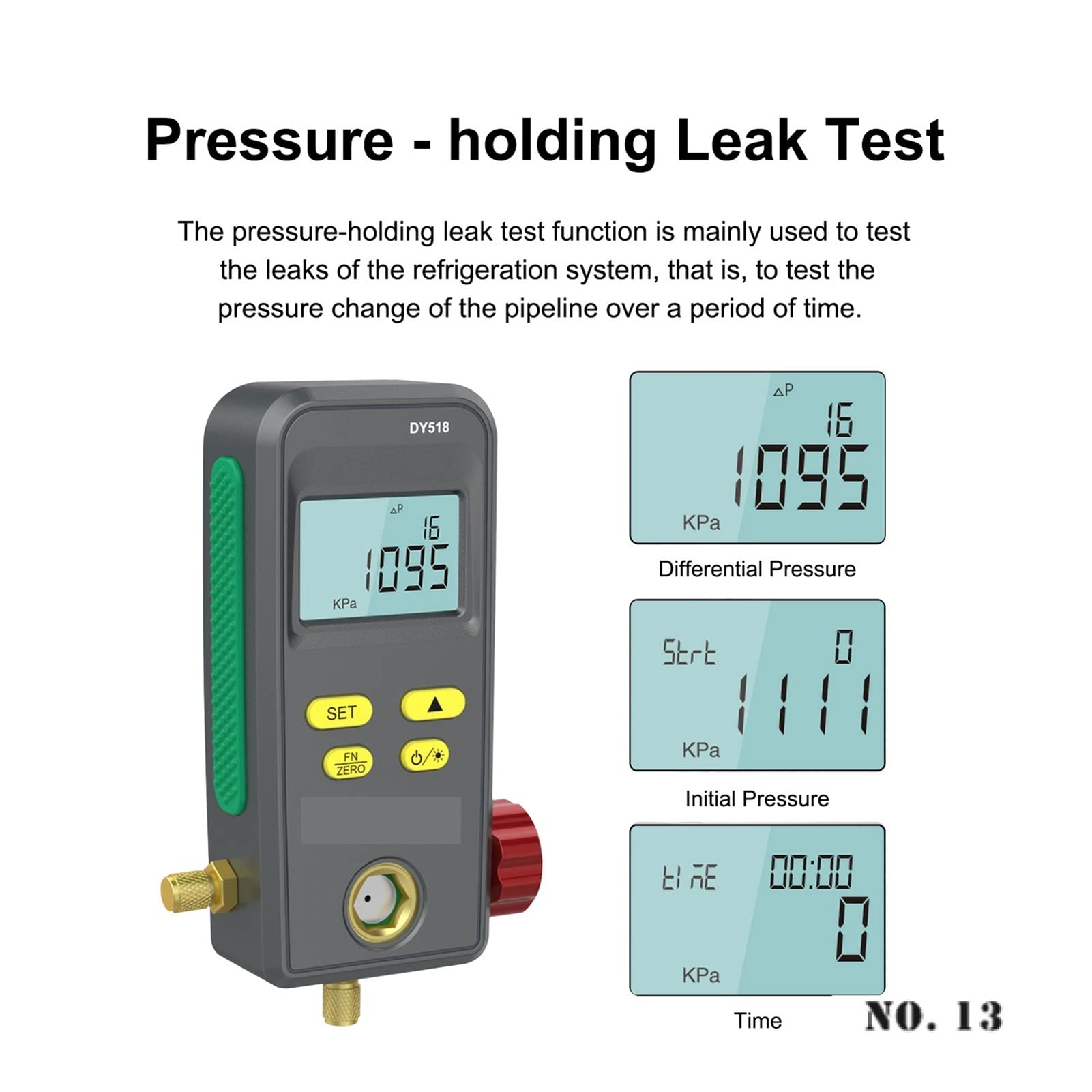 Dy518 517 549. Kühldruckmessgerät Krümmer Digital Vakuummesser Druck Freon Manometer Temperatur Tester,Hohe Präzision