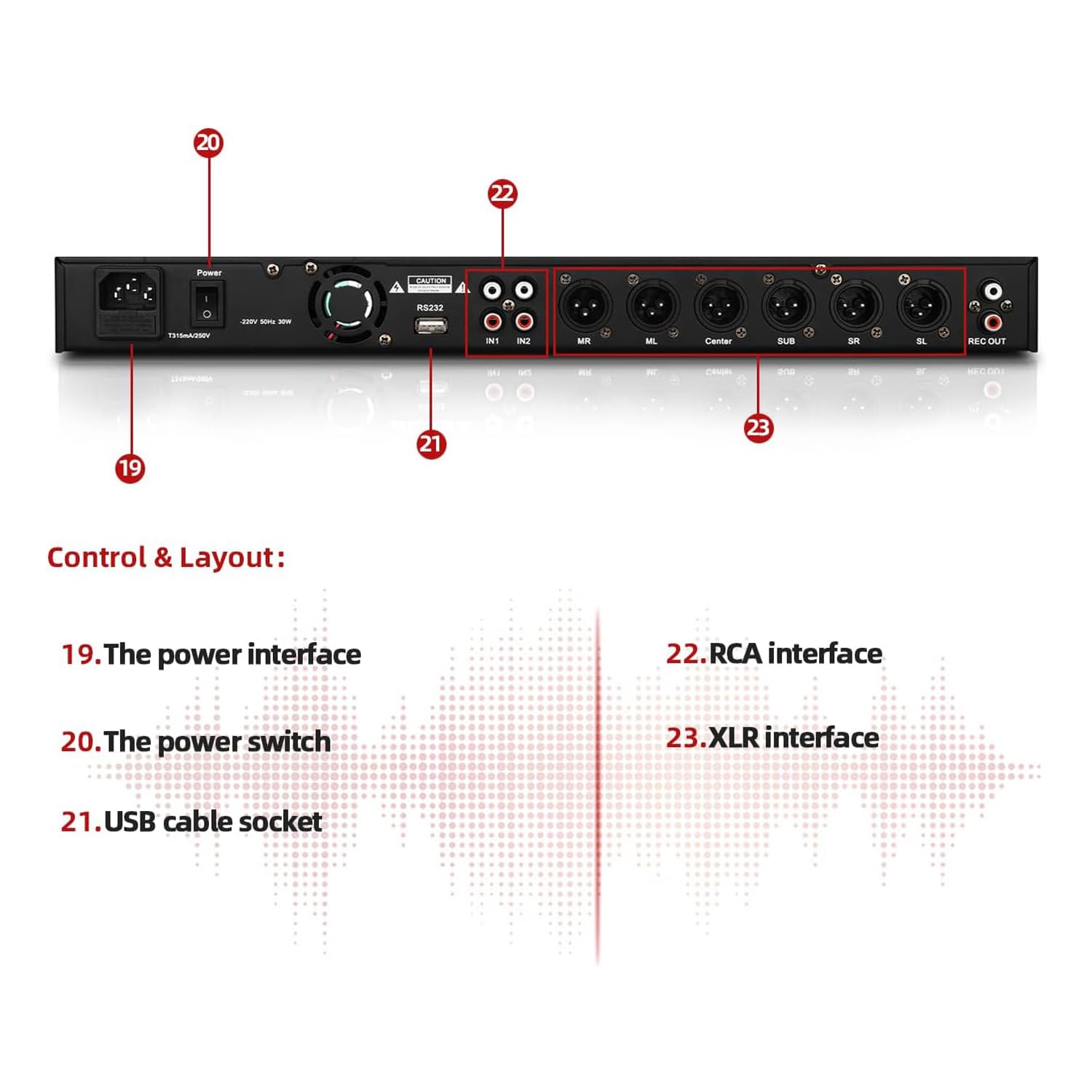 Procesador De Audio Digital Profesional, Supresor De Retroalimentación X5, Preamplificador De Karaoke Con Supresión Automática De Acoples, Compatible Con Salida De 5.1 Canales, Para Altavoces Y