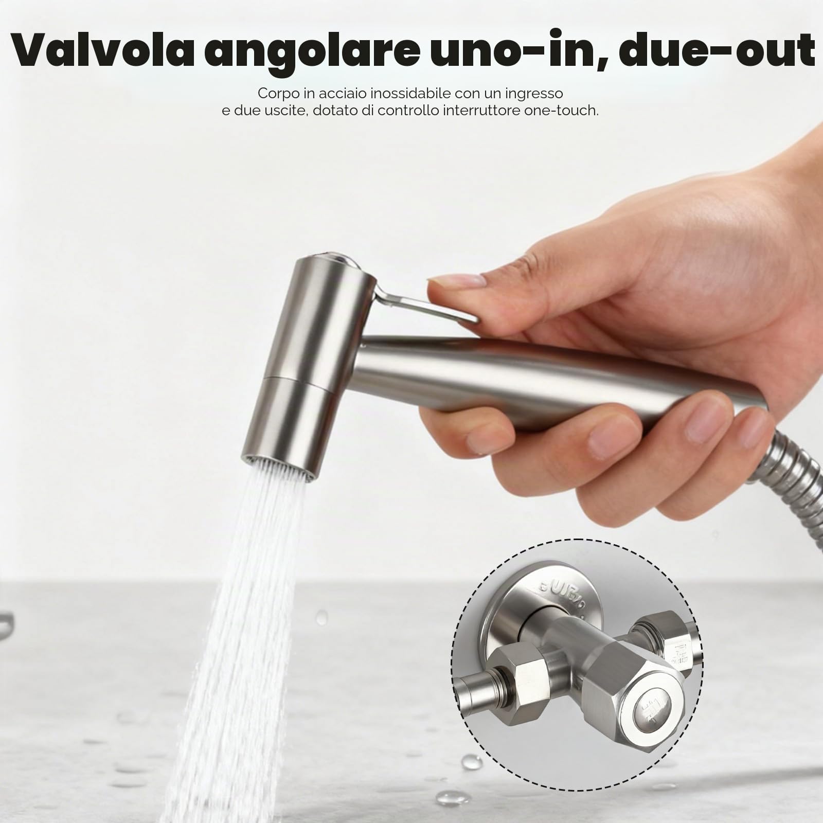 Doccetta per Bidet, Doccino per Bidet Portatile in Acciaio Inossidabile, Bidet WC con Doppia Modalità, Idroscopino Alta Potenza, Doccia con Deviatore 2 Vie per Pulizia Pannolini, Toilette