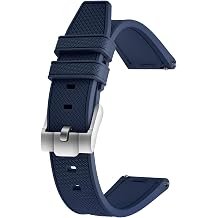 FKM Rubber Watch Strap 20mm 22mm Quick Release Fluororubber Band with Silver Buckle Soft Breathable Durable Rubber Sport Strap for Men Women Waterproof Silicone Replacement