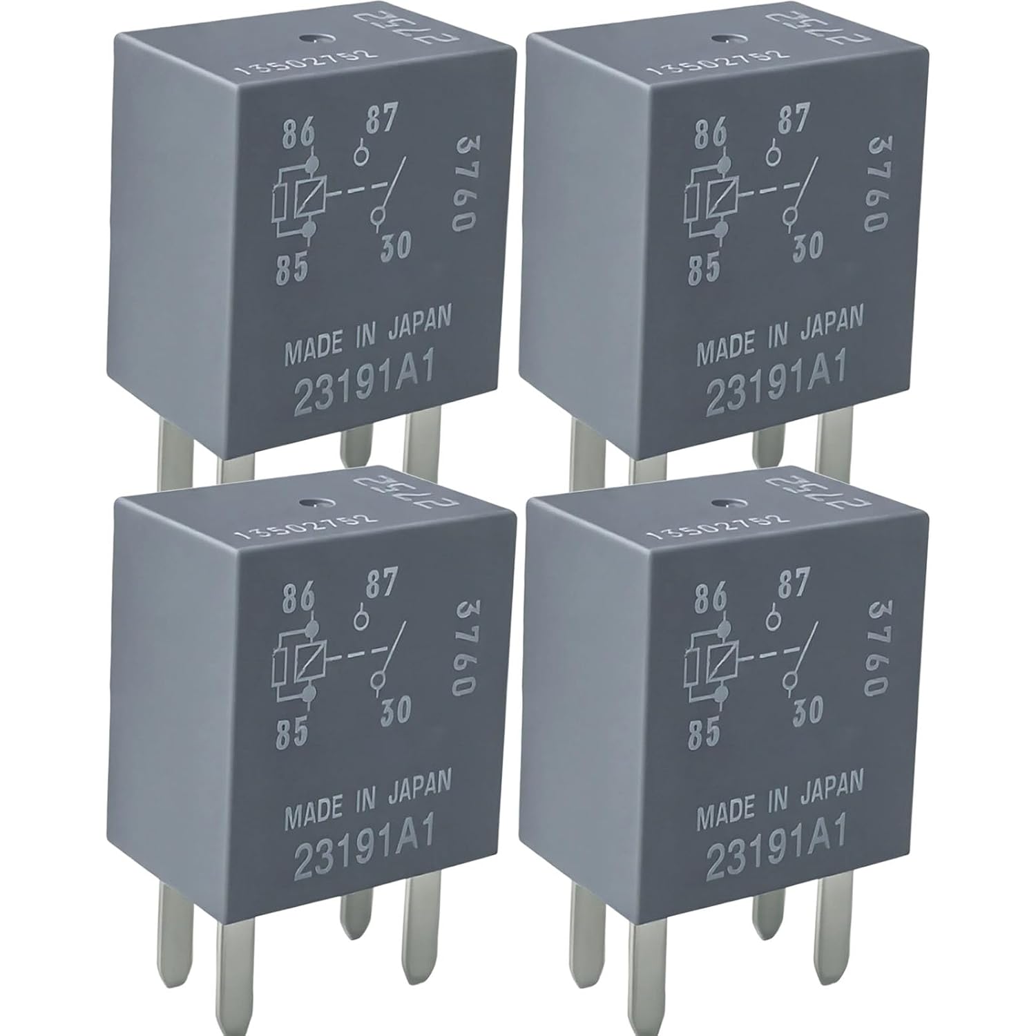 13502752 12VDC 30A 4-Pin SPST Electrical Relay with Resistor - Compatible with GM, Chevy, Cadillac (Seville SLS SRX CTS ATS, Buick) for Cooling Fan, Fuel Pump & OEM Replacement Parts (4)