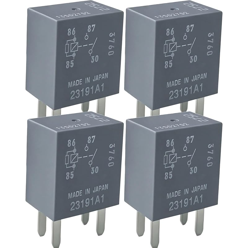 Relé elétrico SPST Kwaich 12 VDC 30 A com resistor, 4 pinos, referência 13502752 – Kit com 4 unidades
