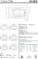 Vista 9 de Carver Tubs - AR6036 - Bañera de hidromasaje de acrílico moderna para dos personas, con calefacción 12 Jet - con reposabrazos - Bañera rectangular