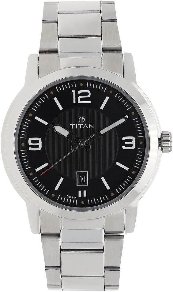 Titan Men's 'Neo' Fashion, Casual, Business, Luxury Mineral Quartz Dial -Leather, Brass and Silver Toned Strap