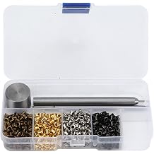 Grommets Tool Metal Eyelets Kit, 2mm Iron Brass Eyelet Grommet Set Setting Tools Eyelet Punch Kit for Bag Shoe Clothes Leather with Plastic Storage Box
