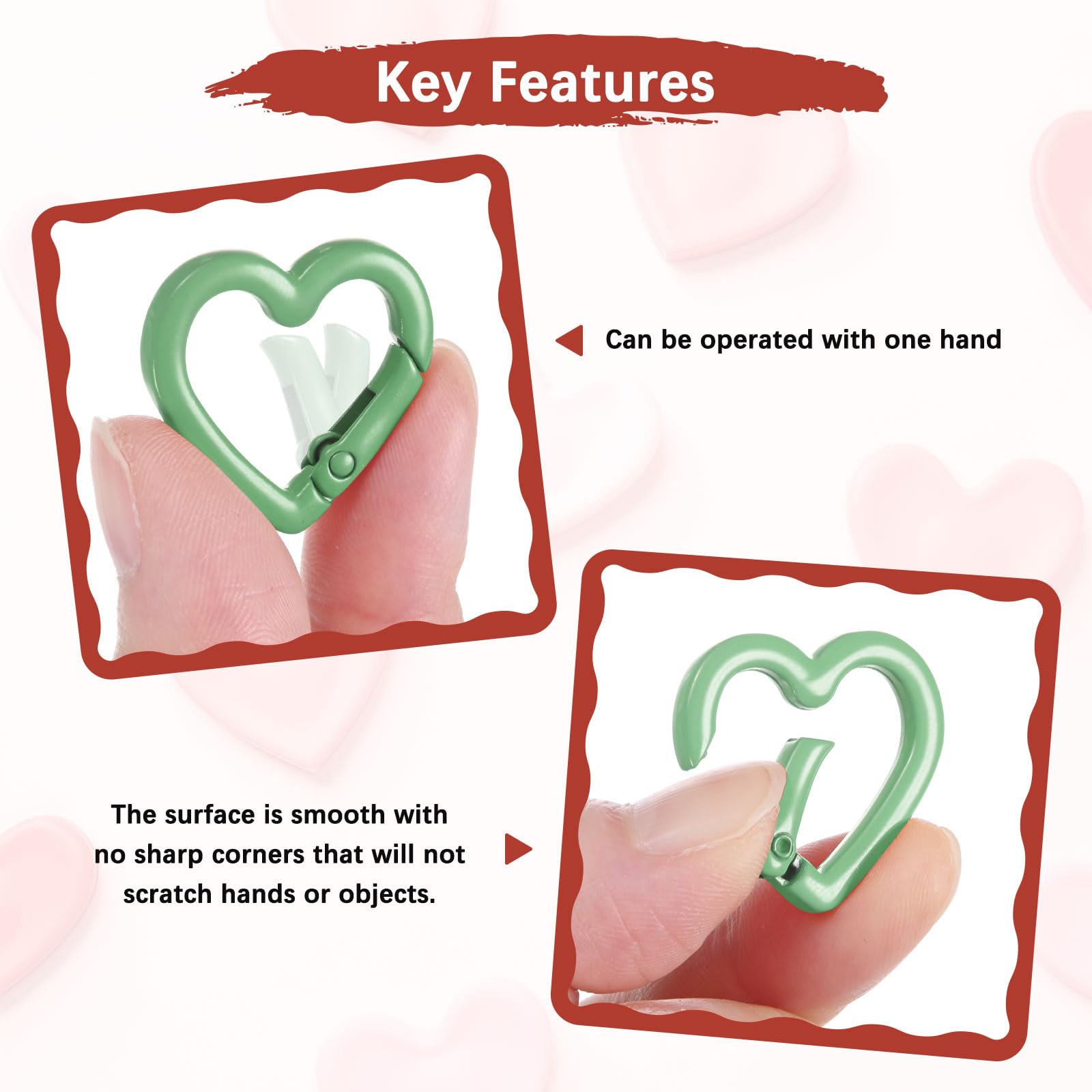 Heart Shaped Snap Clip - Trigger Keychain Clip Spring Snap Hook Use for Backpacks Key Chains