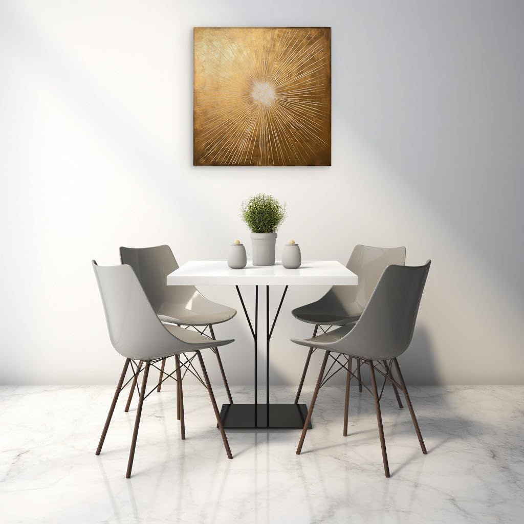 Canvas for Living Room. Radiant Energy Unleashed - A Harmonious Fusion of White Sun and Golden Grandeur, 27 x 18 inch Canvas Wall Art - Contemporary Masterpieces - Modern Home Decor