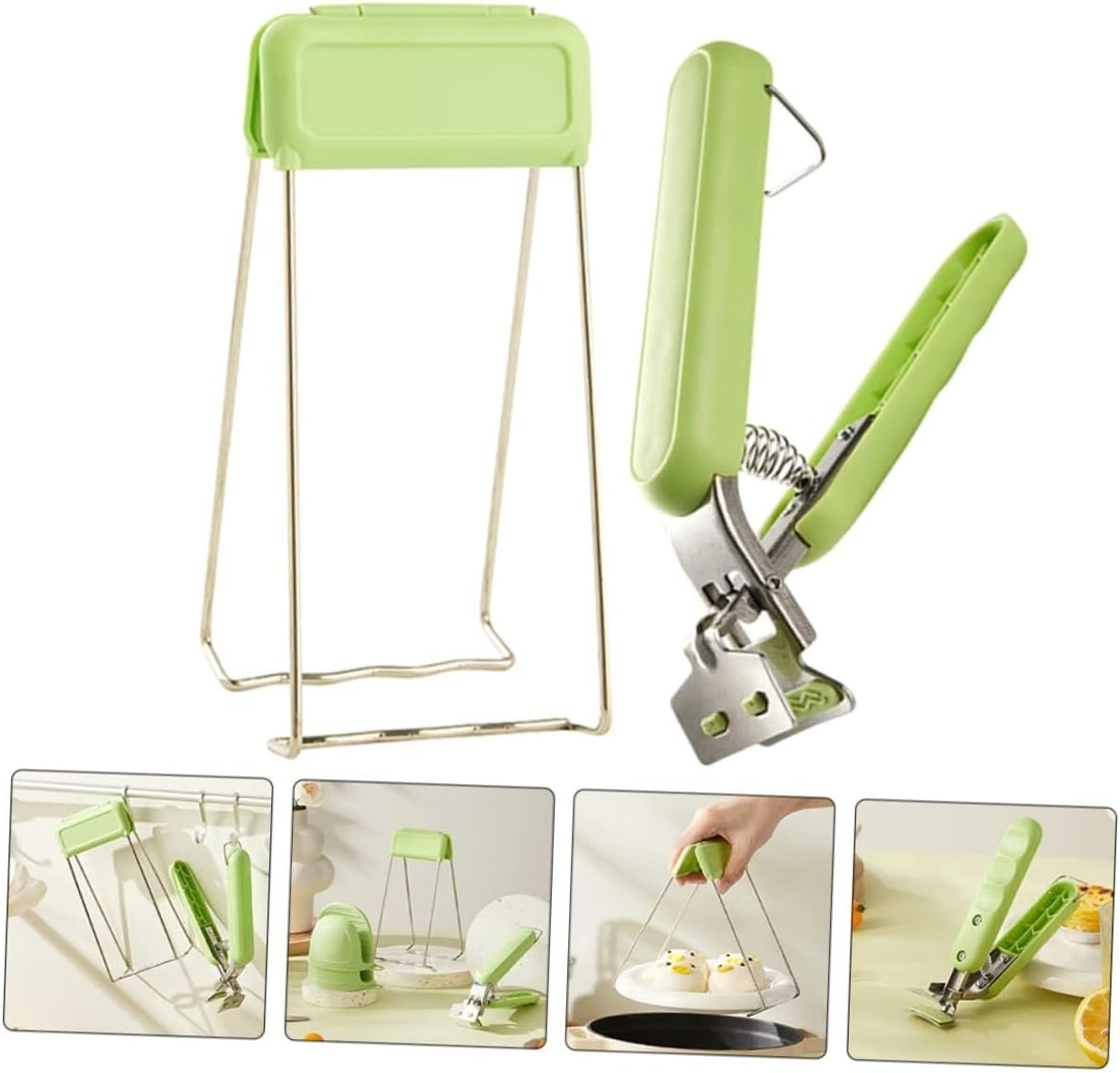 Kitchen Cooking Tongs,6 Pcs Anti-Scald Clip Microwave Plate Holder Kitchen Utensil Holder Anti-scalding Clip Hot Bowl Holder Metal Tongs(Green,17.6X4.8X4CMx3pcs)