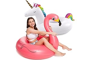Jasonwell Unicorn Flamingo Pool Floats for Kids Age 5 2 Pack