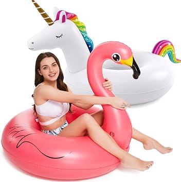 33% off: Jasonwell 2 Pack Unicorn Flamingo Pool Floaties - Inflatables Rafts for Swimming, Lake, Beach - …