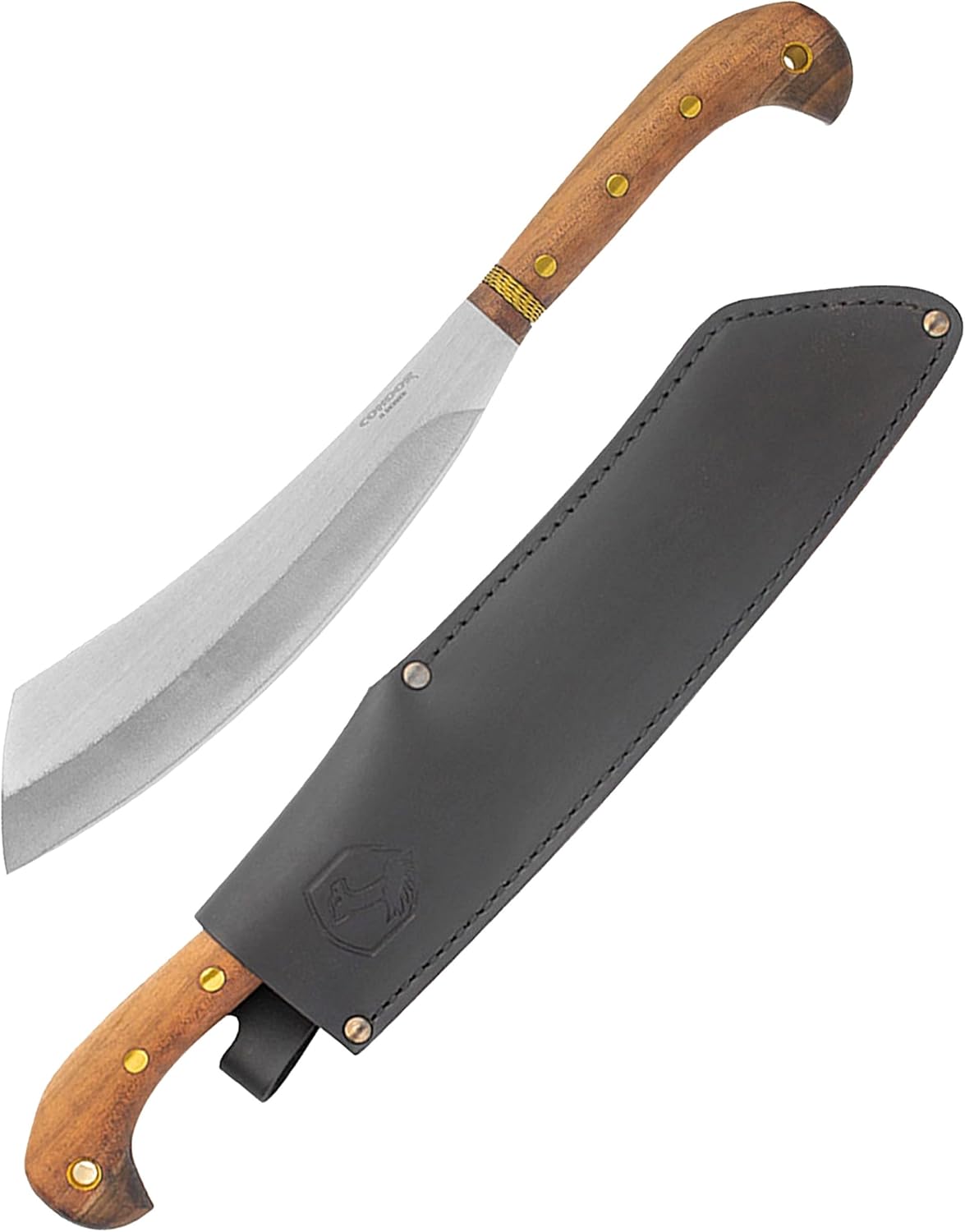 Condor Tool & Knife Mini Duku Heavy Duty Machete with Sheath, Walnut Handle - Hand Crafted Welted Leather Sheath - Camping Machete Knife - 10.5in Blade - 18.5oz