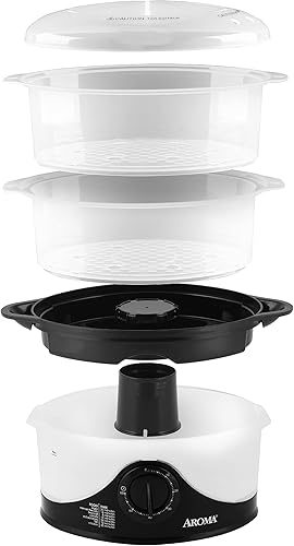 Miniatura 3 de Aroma Housewares - Vaporizador de alimentos de 2 niveles, apto para lavavajillas (AFS-140B), color negro, 6 litros