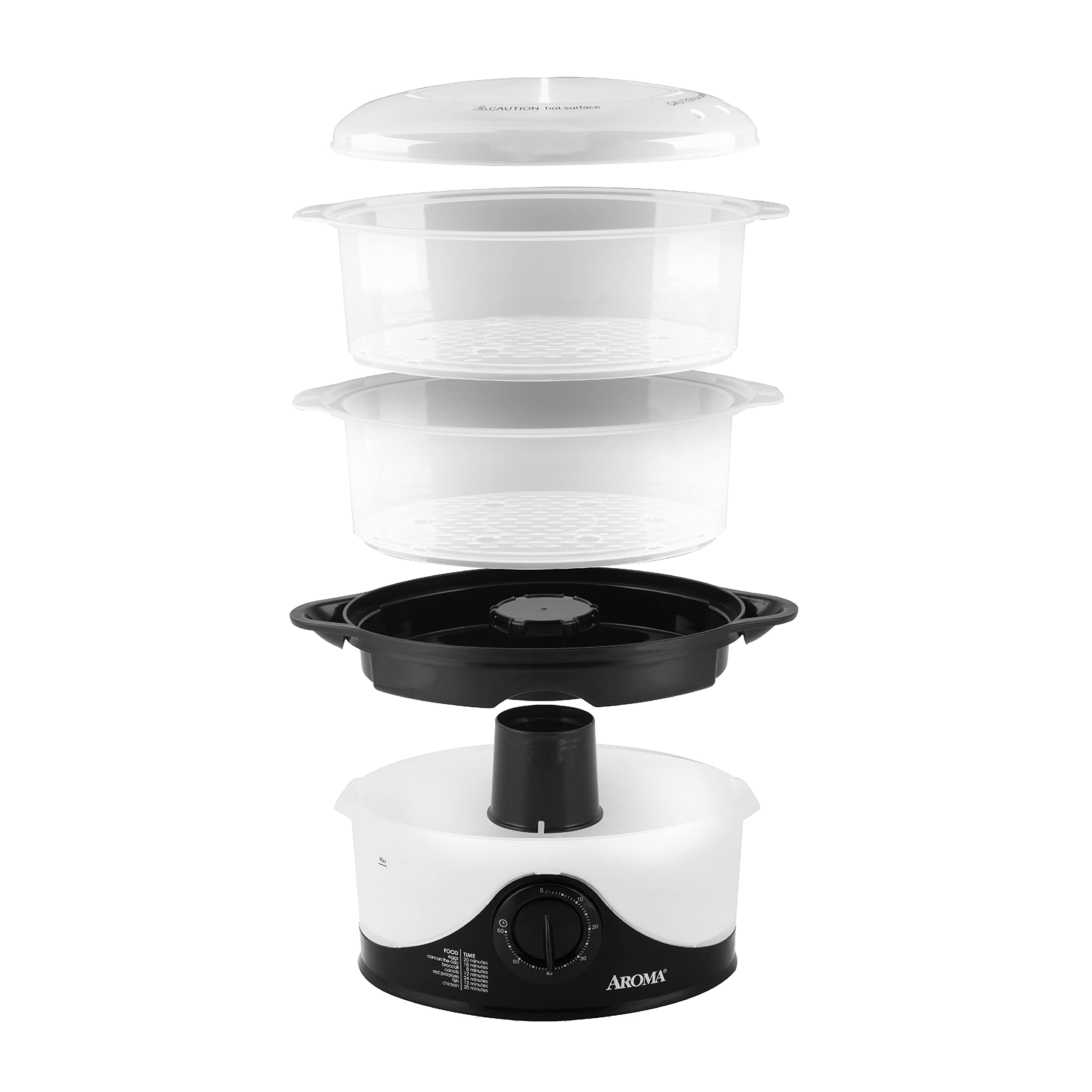 Housewares - Vaporizador de alimentos de 2 niveles, apto para lavavajillas (AFS-140B), color negro, 6 litros 3