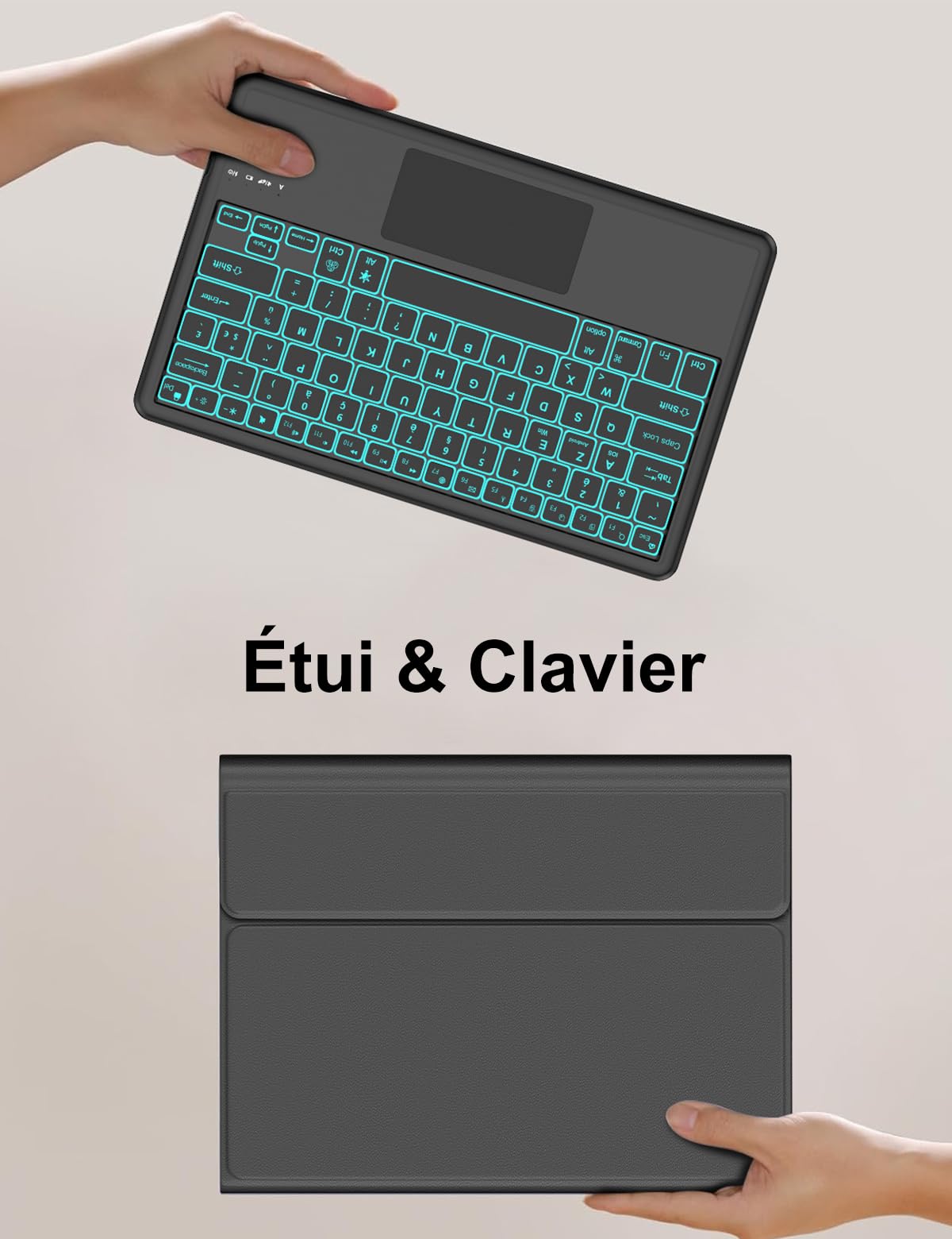 FOGARI Etui klawiaturowe do Honor Pad 10 WiFi Tablet 12,1" 2025 | AZERTY Francuska podświetlana klawiatura magnetyczna klawiatura bezprzewodowa Bluetooth do Honor Pad 10 2025 12.1", czarna